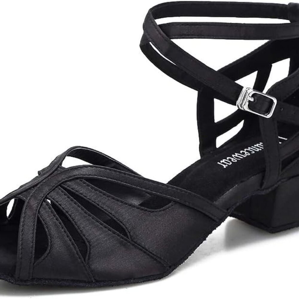 Women’s Satin Ballroom Dance Shoes Low Heel 1.5inch Support Stable Fit